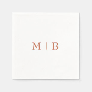 Sleek and Simple Terracotta Monogram Wedding  Napkin