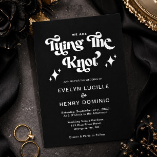 Sleek Back Retro We are Tying the knot Wedding Invitation