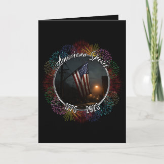 Sleek Black American Flag Fireworks 4th of July Card