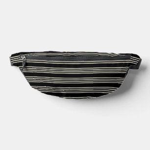 Sleek Black and Cream Horizontal Stripes Minimalis Bum Bags