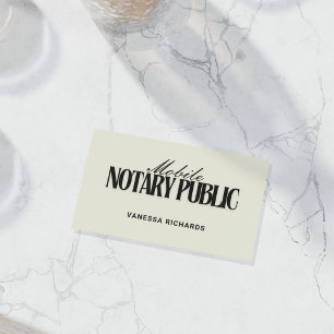 Sleek Black & Beige Mobile Notary Public QR Code  Business Card