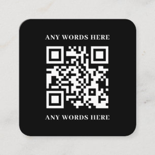 Sleek Black Custom QR Code with Logo Square Business Card