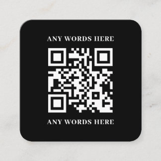 Sleek Black Custom QR Code with Logo Square Business Card
