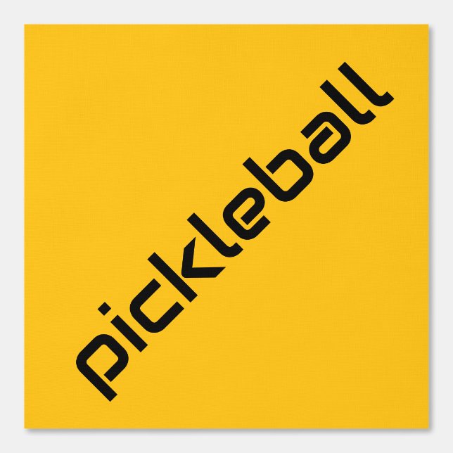 Sleek Black Diagonal PICKLEBALL On Bold Yellow Wallpaper (Front)