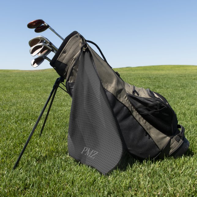 Sleek Black Geometric Initials Golf Towel (Green)