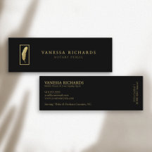 Sleek Black & Gold Feather Photo QR Code Notary
