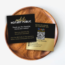 Sleek Black & Gold Google Review QR Code Notary 