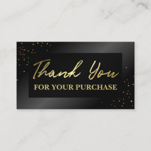 Sleek Black Gold Thank You For Your Purchase Business Card