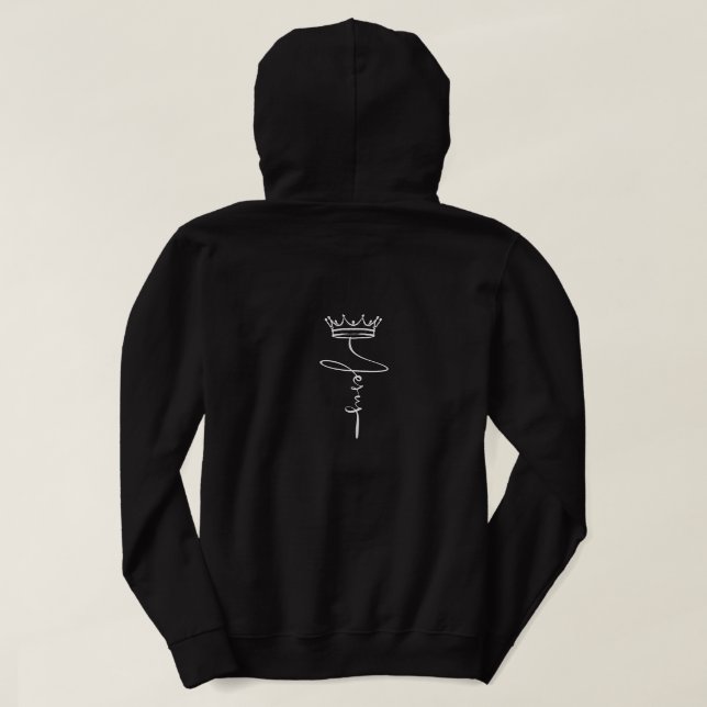 Sleek Black Hoodie 'Jesus' Crown Modern Streetwear (Design Back)