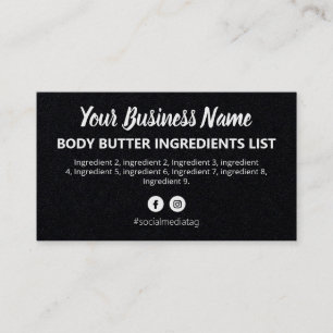 Sleek Black Ingredients Instructions Business Card