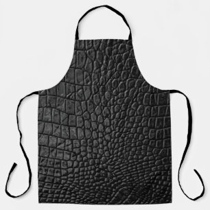 Sleek Black: Leather Texture Elegance Apron