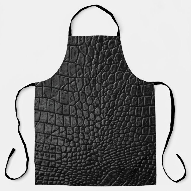 Sleek Black: Leather Texture Elegance Apron (Front)
