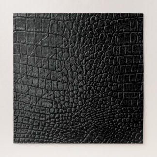 Sleek Black: Leather Texture Elegance Jigsaw Puzzle