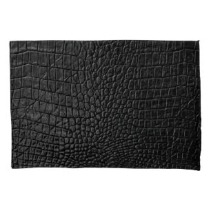 Sleek Black: Leather Texture Elegance Pillowcase