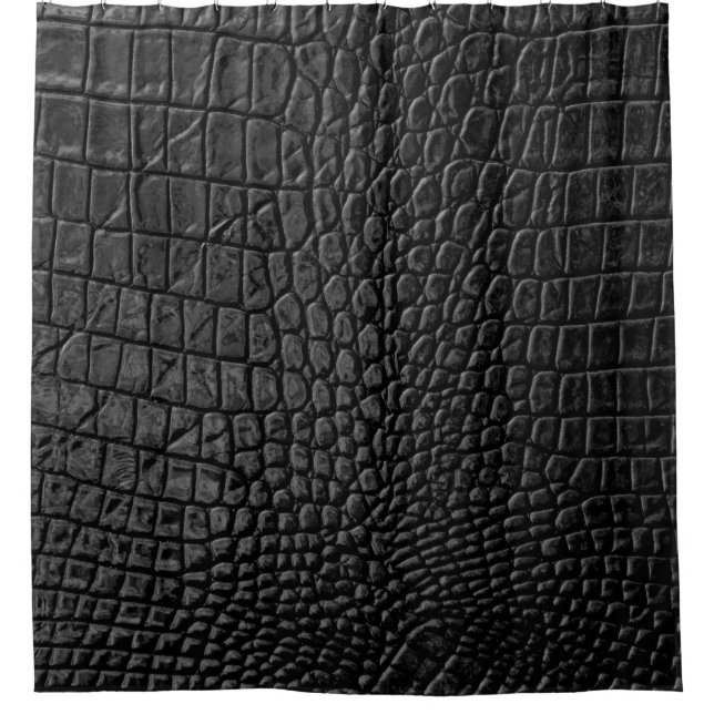 Sleek Black: Leather Texture Elegance Shower Curtain (Front)