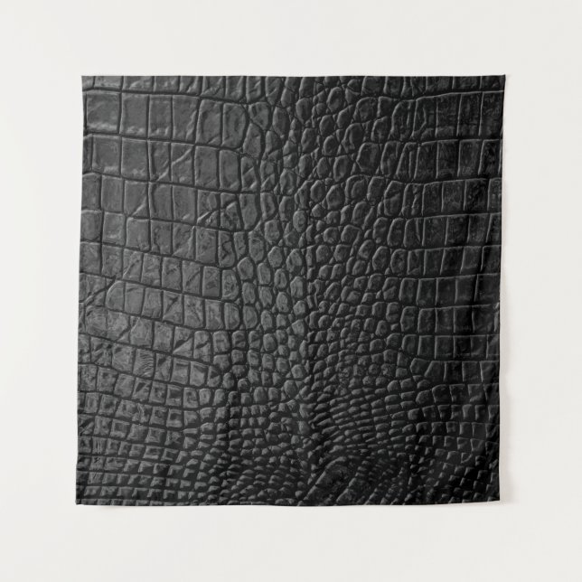 Sleek Black: Leather Texture Elegance Tapestry (Front)