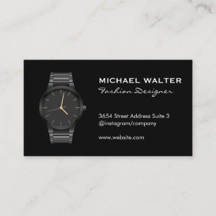 Sleek Black Luxury Watch Business Card