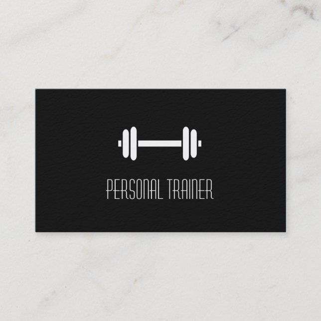 Sleek Black Modern Fitness Personal Trainer Business Card (Front)