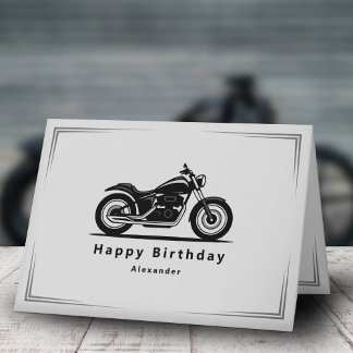 Sleek Black Motorcycle Silhouette Birthday Card
