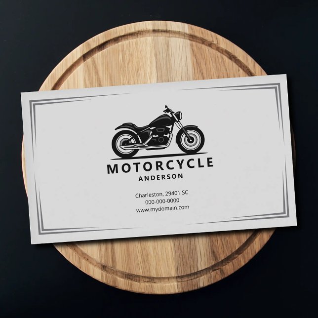 Sleek Black Motorcycle Silhouette Business Card (Sleek Black Motorcycle Silhouette Business Card)