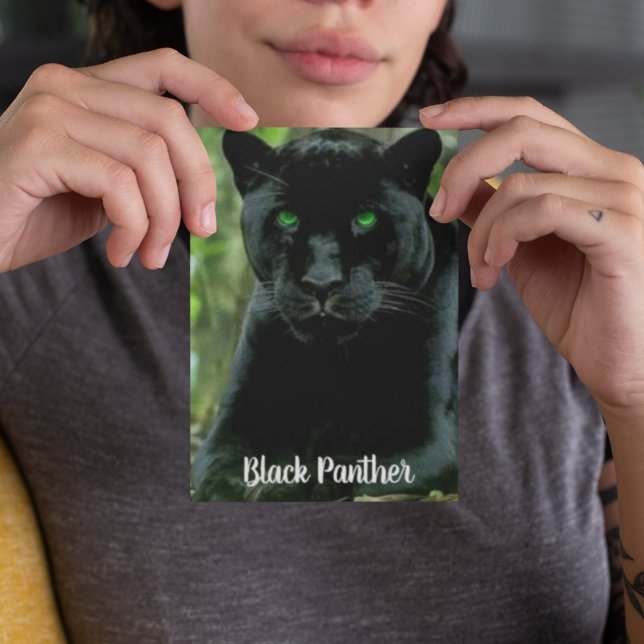 Sleek Black Panther Cat with Green Eyes Postcard (Creator Uploaded)