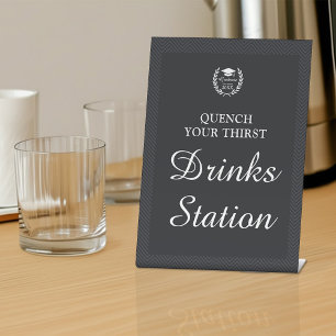 Sleek Black Personalised Drink Station Graduation Pedestal Sign