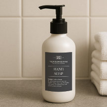 Sleek Black Personalised Monogram Hand Soap label