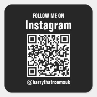 Sleek Black QR Code Business Logo | Modern Profess Square Sticker