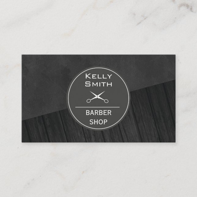 Sleek Black Rich Dark Wood Colour Block Business Card (Front)