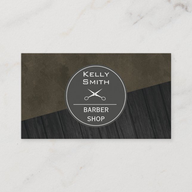 Sleek Black Rich Dark Wood Colour Block Business Card (Front)