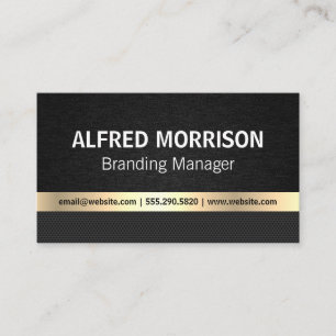 Sleek Black Texture   Gold Metal Business Card