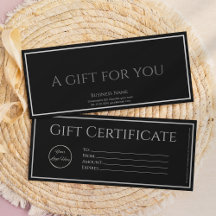 Sleek black with logo corporate gift certificate