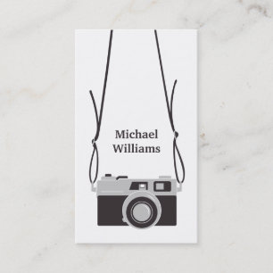 Sleek Camera and Sling Photographer Vertical Business Card