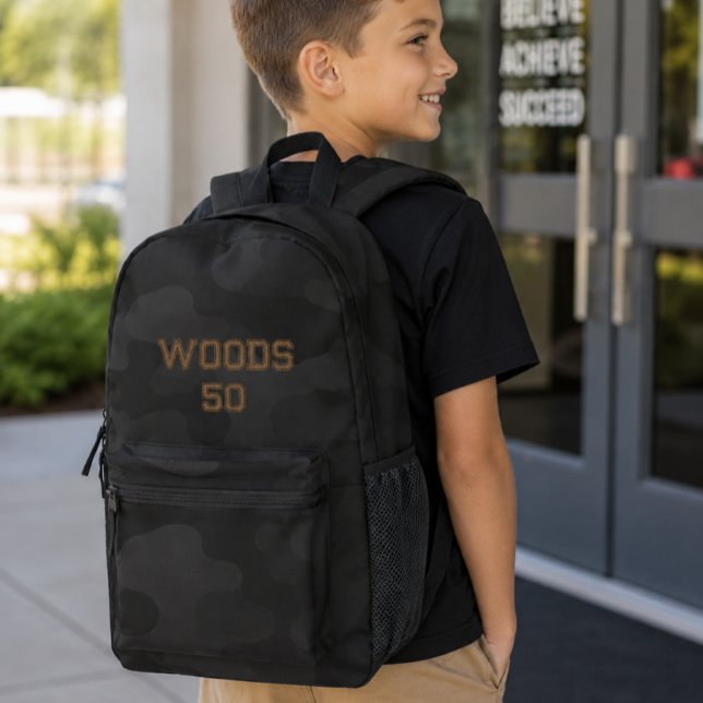 Sleek Camo Deep Black Dark Charcoal | Customisable Printed Backpack (Creator Uploaded)