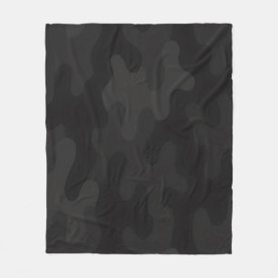Sleek Camo Deep Black Dark Charcoal Tones Modern Fleece Blanket