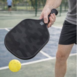 Sleek Camo Deep Black Dark Charcoal Tones Modern Pickleball Paddle