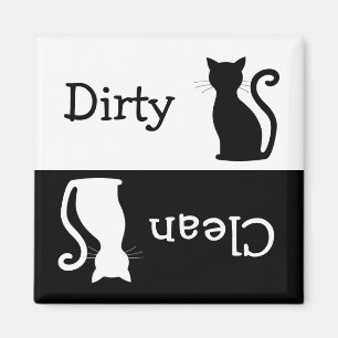 Sleek Cat   Black & White Dishwasher Magnet