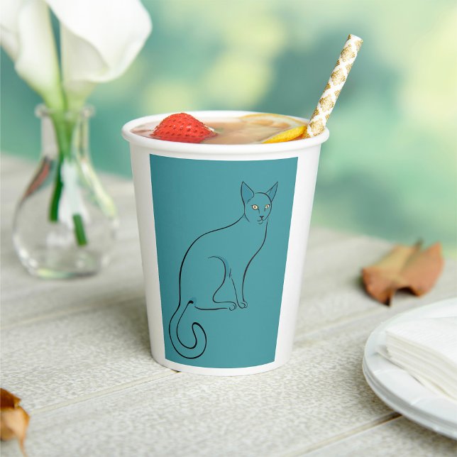 Sleek Cat Sketch Paper Cups (Creator Uploaded)