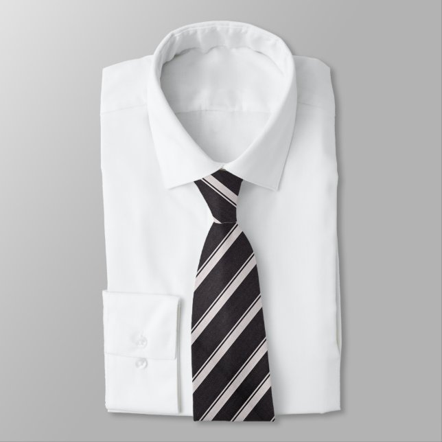 Sleek Charcoal Grey & Silver Diagonal Striped  Tie (Tied)