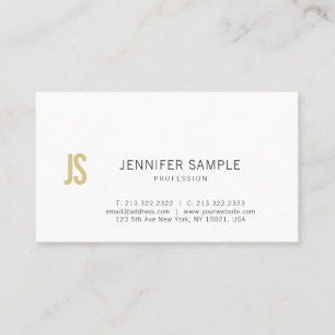 Sleek Chic Design Gold Monogram Plain Trendy Business Card