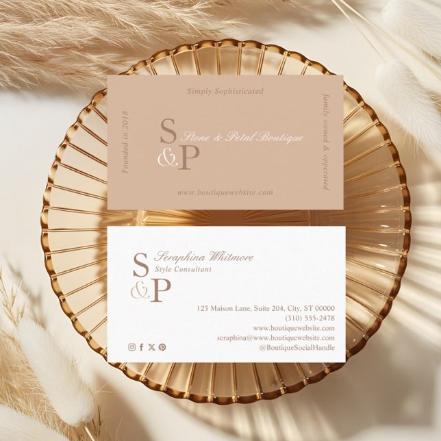 Sleek Chic Minimal Elegant Boutique Monogram Logo Business Card (Sleek Chic Minimal Elegant Boutique Monogram Logo Business Card)