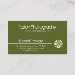 Sleek Circle Business Card, Olive Green Card