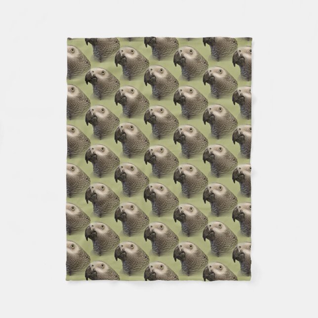 Sleek Congo African Grey Parrot Fleece Blanket (Front)