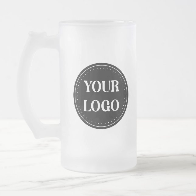 Sleek, contemporary, polished,& customisable frosted glass beer mug (Left)
