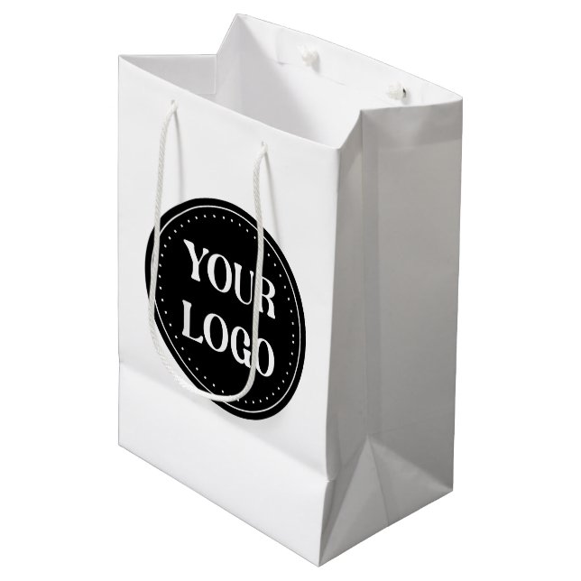 Sleek, contemporary, polished,& customisable medium gift bag (Front Angled)