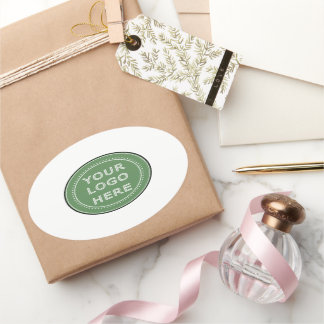 Sleek, contemporary, polished,& customisable. oval sticker