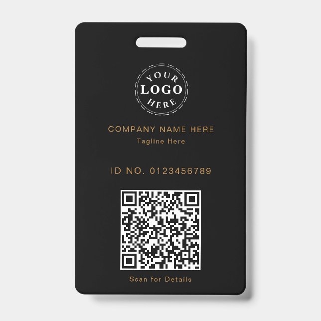 Sleek Custom ID Badge – Logo & Scannable QR (Front)