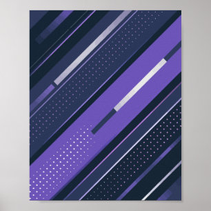 Sleek Diagonal Stripes with Purple and Dotted Poster