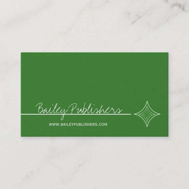 Sleek Diamond Business Card, Kelly Green Card (Front)