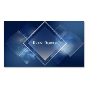 Sleek Diamond Geometric Blue Cosmic Modern Magnetic Business Card